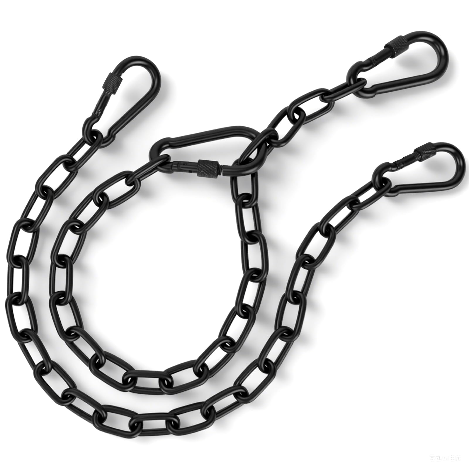 Photo 1 of 2 Pack 25in Hanging Swing Chain with 4 Carabiners, 440LB Capacity Hanging Kits Heavy Duty Hanging Chair Hardware for Hammock Swing Hanging Chair Punching Bags Sandbag Indoor Outdoor Yoga Gym (Black)
