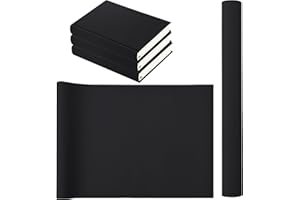 THAMIAO Book Cloth 17x55inch bookcloth Book Cover Fabric Cloth Surface and Paper Backed,Book Binding Cloth Adult DIY Book Album Cover Scrapbooking Craft Supplies Home(17in x 55in,Black)