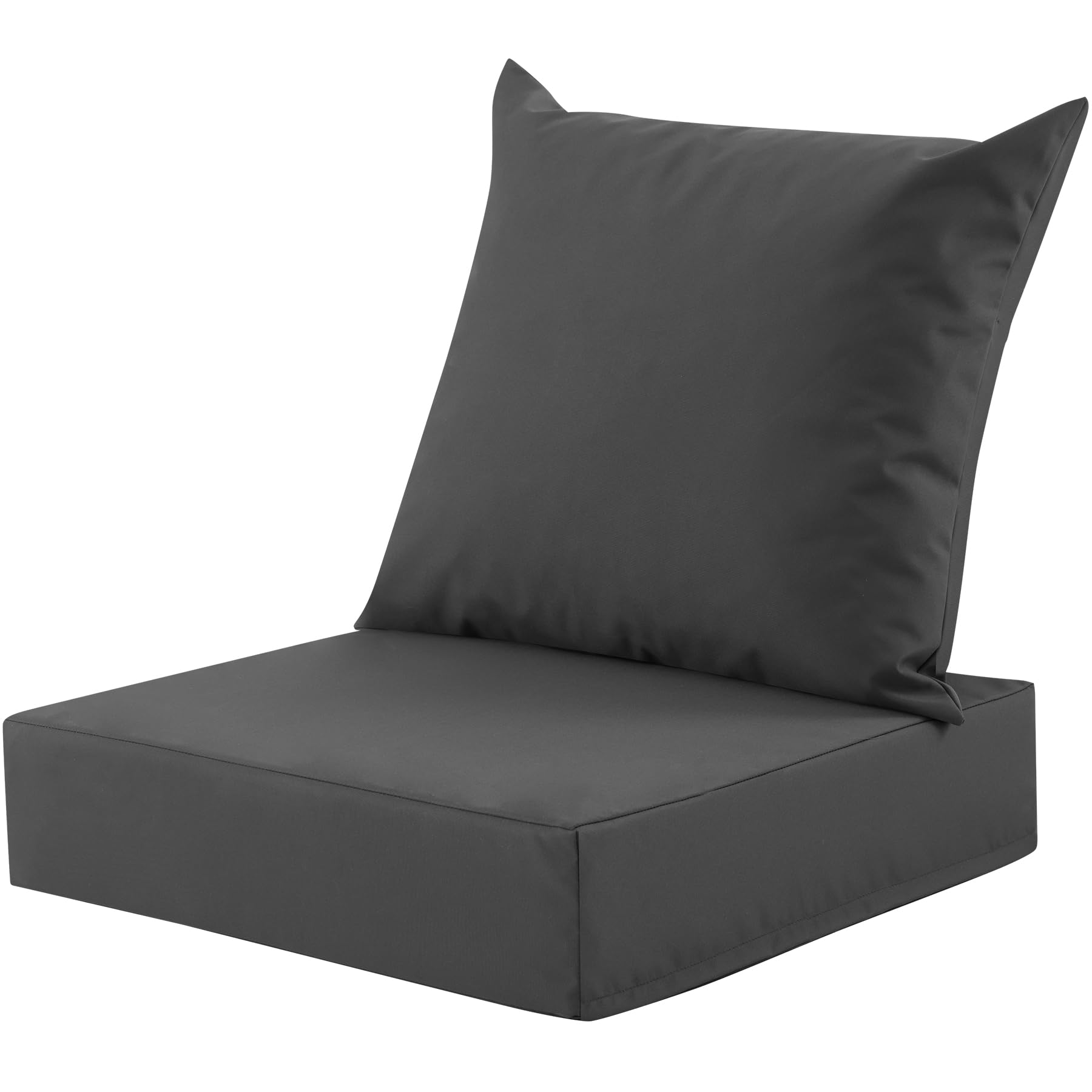 Photo 1 of MuaMelop Outdoor Deep Seat Cushion Set, 24x24 Inch Water-Resistant & Fade-Resistant Outdoor Chair Cushions, Patio Furniture Cushions with Removable Cover for Patio Chair, Sofa, Dark Grey (Set of 1)