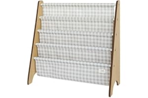 3 Sprouts Recycled Fabric Kids Bookshelf – 4-Tier Sling Book Rack Storage - Kids Room Book Shelves, Nursery, Playroom, Classr