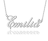 AOLO Emilia Heart Name Necklace Silver Stainless