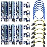 Alice Dreams 6-Pack PCIe Dual Chip PCI-E 16x to 1x Powered Riser Adapter Card w/60cm USB 3.0 Extension Cable &amp; 6 Pin PCI-E to SATA Power Cable for Bitcoin Mining (6 pcs)