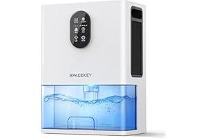 SPACEKEY Dehumidifier, 106 OZ Water Tank (1000 sq.ft) Dehumidifiers for Home, Quiet Dehumidifier for Bathroom Bedroom Basement RV with Timer Setting, Auto Shut Off, 7 Colors LED Light, Sleep Modes, White