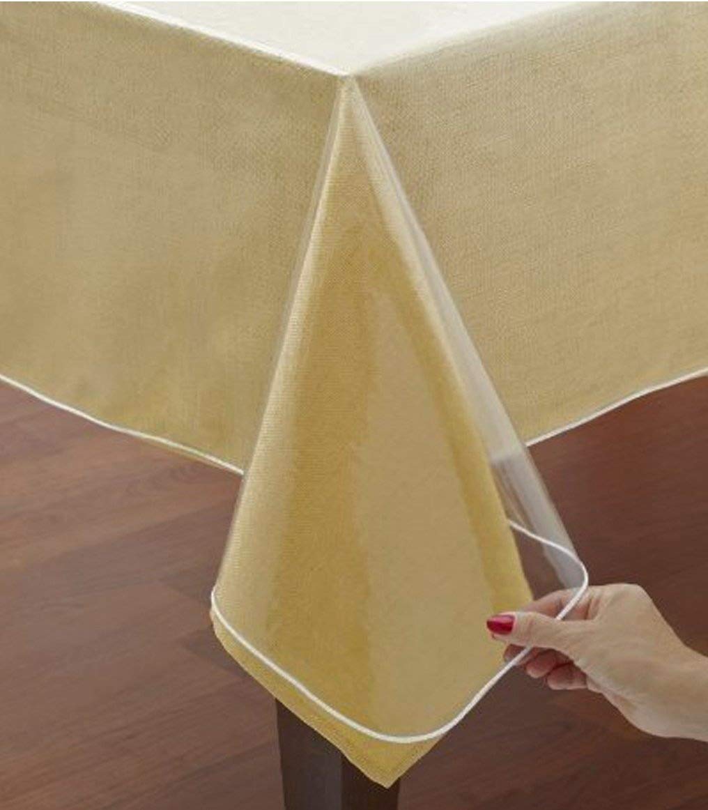 Home Bargains Plus Hotel Quality Crystal Clear Vinyl Tablecloth Protector, 6 Gauge Heavy Duty Thick Vinyl Super Clear Tablecloth Cover, 60" x 102" Oblong/Rectangular