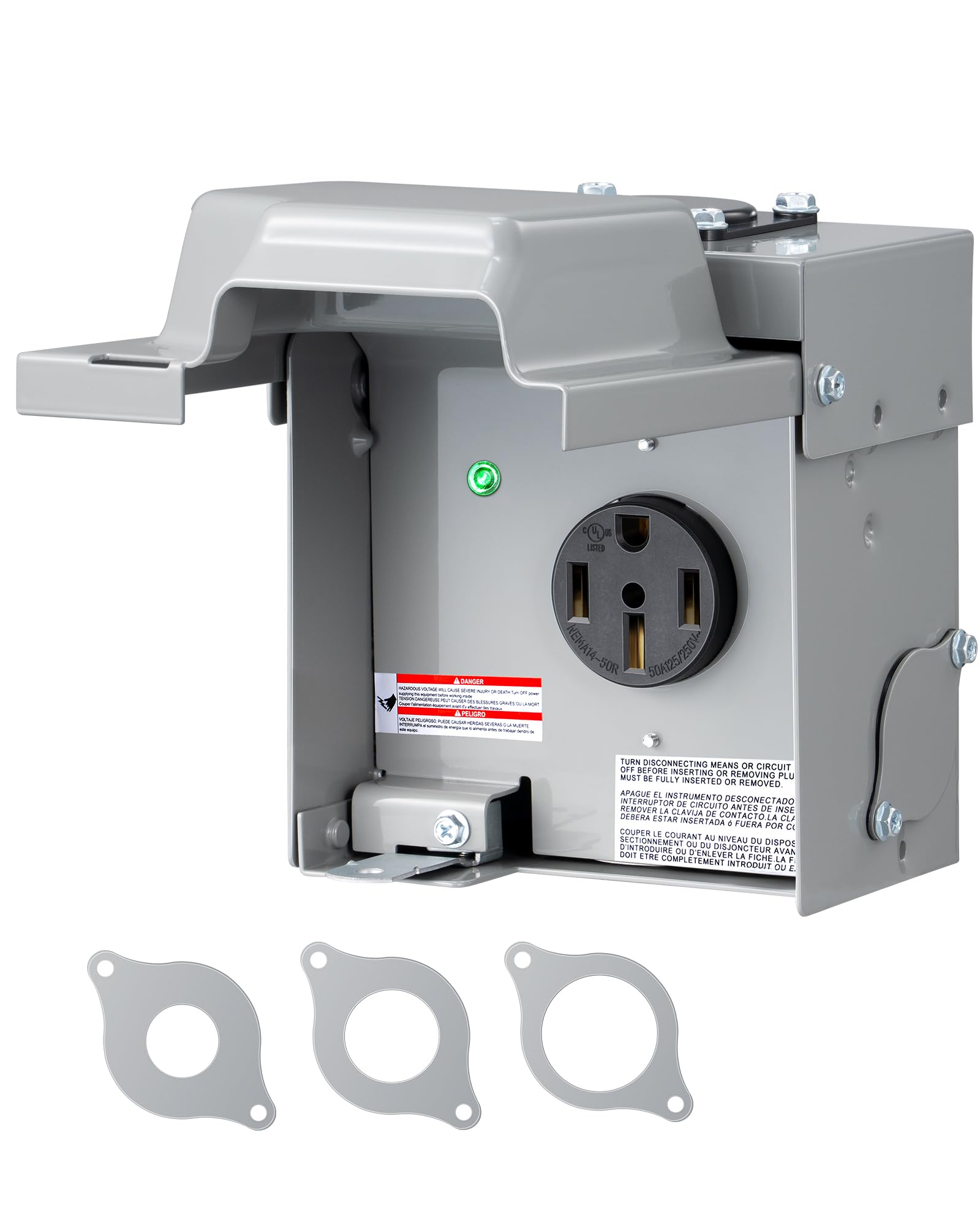 Photo 1 of DEWENWILS 50 Amp RV Power Outlet Box, 125V/250V NEMA 14-50R RV Outlet Enclosed & Lockable, Weatherproof Outdoor RV Electrical Outlet for RV Camper Travel Trailer Motorhome, ETL Listed