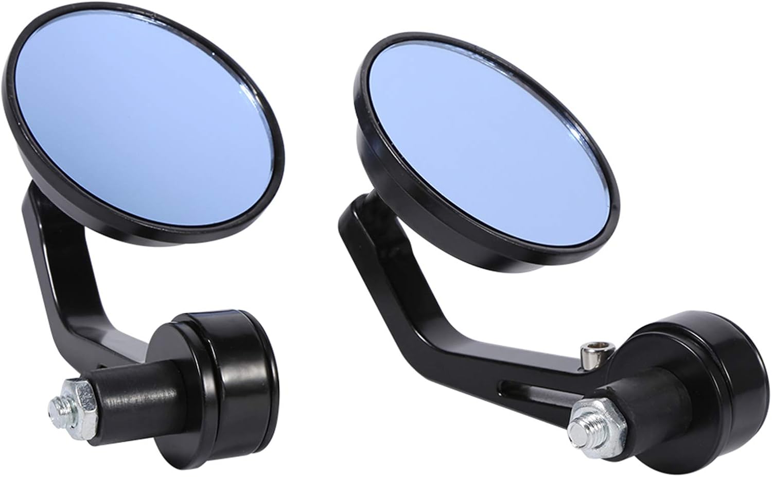 Qiilu Universal Motorcycle Mirrors, 7/8" Handle Bar End Side Mirror Rearview Round 3 Inch Chrome Side Mirrors for Motorbike Scooter