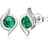 DAYBYDAY Dainty Heart Earrings for Women Hypoallergenic 925 Sterling Silver Moissanite/Ruby/Sapphire/Emerald/Aquamarine Heart Stud Earrings