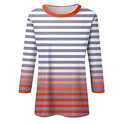 slqdgmryz 3/4 Sleeve Tops for Women Summer Striped