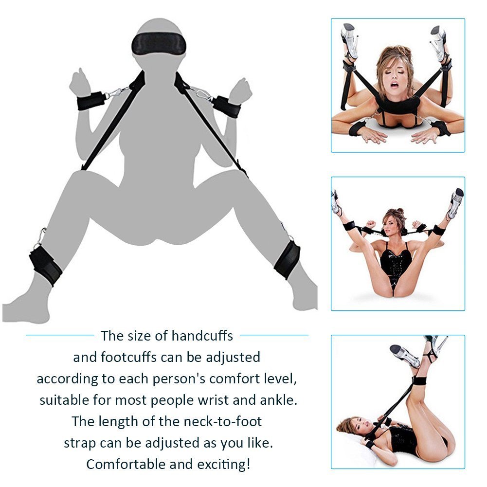 SM Bondage Set in eco pelle open Thigh Spreader corpo Fessel Set mano piede fesseln SM di gioco di ruolo Sex Toy estremamente letti fesseln con manette con maschera per gli occhi per coppie Gays