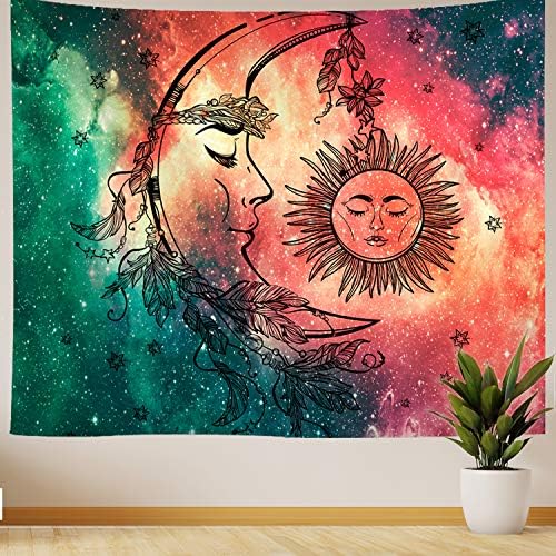 Nidoul Psychedelic Tapestry Wall Hanging, Boho Mandala Tapestry, Celestial Starry Sky Wall Tapestry, Wall Art Decoration for Bedroom Living Room Dorm, Window Curtain Picnic Mat