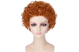 YTbeauty Orange Red Curly Wig for Kids Annie Costume Wig Short Curly Synthetic Child Wig for Halloween Cosplay Party