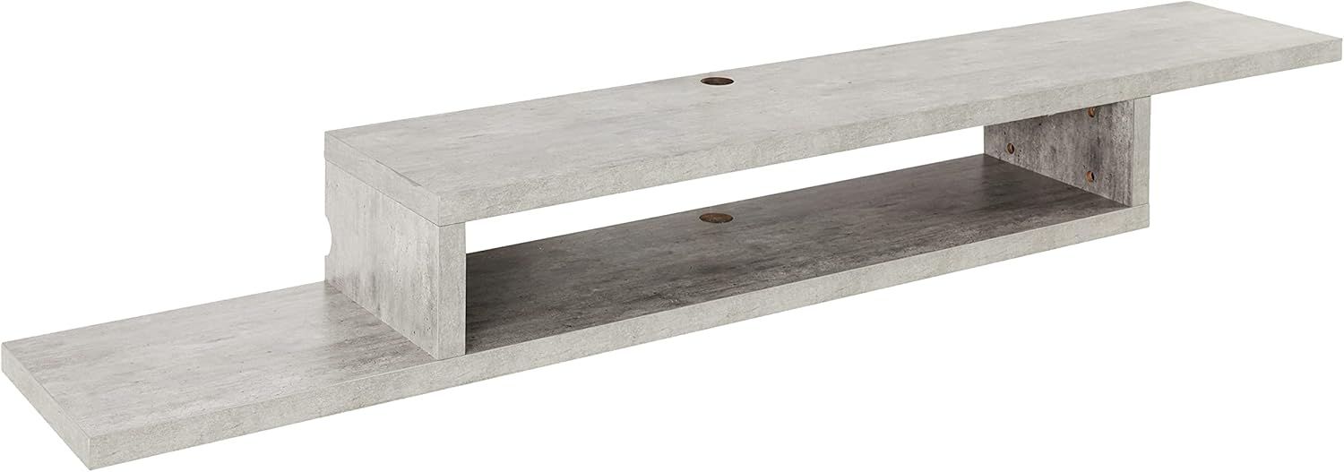 Martin Furniture Asymmetrical Floating Wall Mounted TV Console, 72inch, Stone Gray, 72