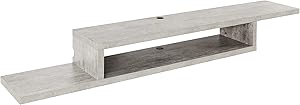 Martin Furniture Asymmetrical Floating Wall Mounted TV Console, 72inch, Stone Gray, 72