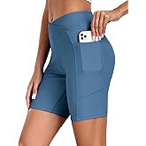 Ekouaer Women's 8.5" Board Shorts High Waisted Swim Shorts Cross Waist Beach Surf Swimwear Swimsuit Bottoms with Pocket S-3XL