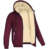 Kolongvangie Men's Fleece Jackets Sherpa Lined Sweatshirt Zip Up Hoodie Warm Coat Brushed Winter Jacket