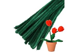 TPPYONY 100Pcs Green Pipe Cleaners Chenille Stem for DIY Crafts,Arts,Wedding,Home,Party,Holiday Decoration 6 mm x 12 Inch