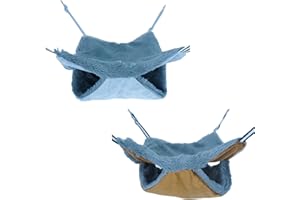 neolun Rat Ferret Cage Hammock Bedding Small Pet Cage Accessories Toy Double-Layer Hammock Bedding for Hamster Guinea Pig Rat Ferret Chinchilla Playing Sleeping (Grey+Brown)