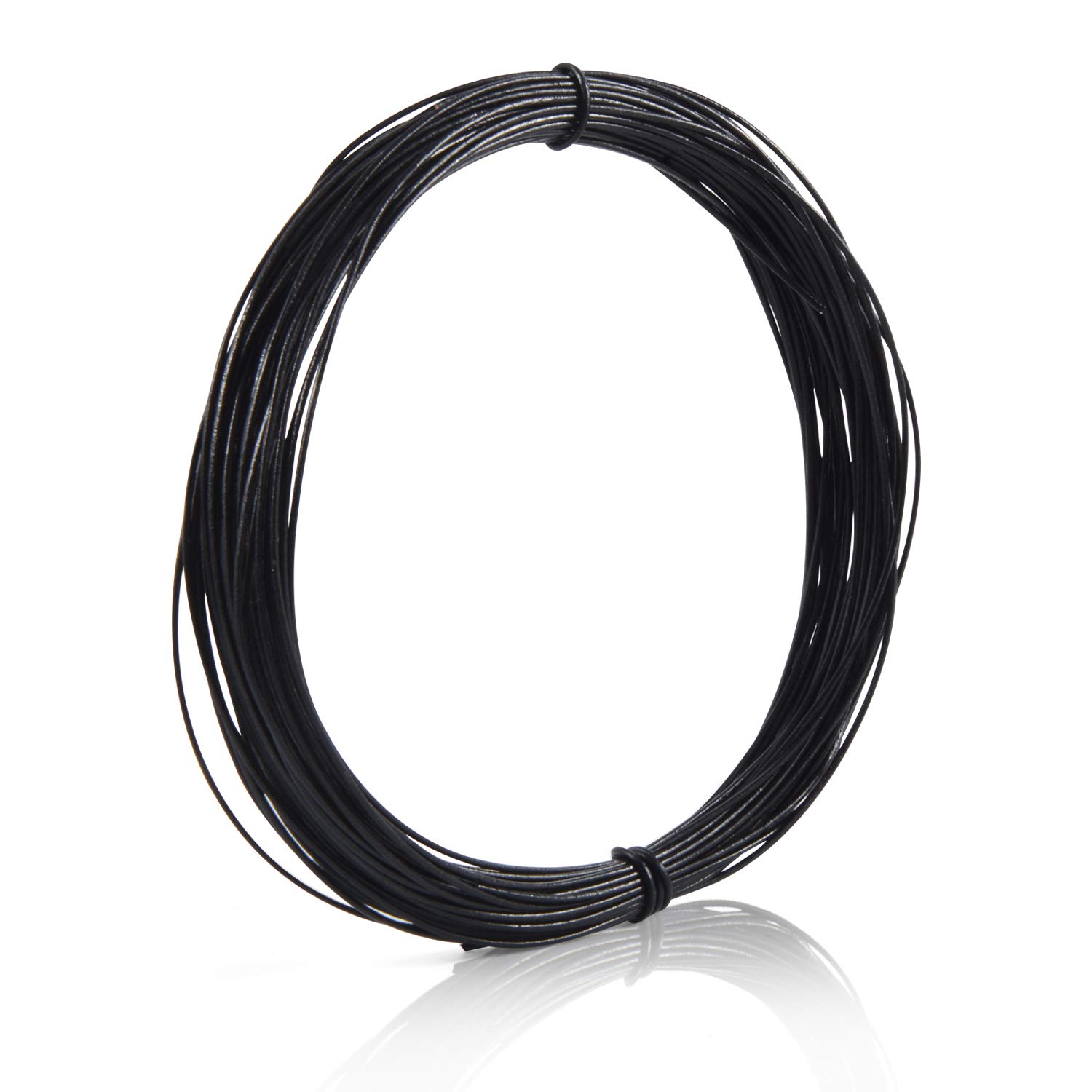 SOSMAR 15M X 1MM Cowhide Round Leather Cords Rope String for Bracelet Necklace Jewelry Making Lanyards DIY Crafts, Black