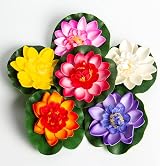 Sixfolo Set of 6 Artificial Lotus Foam Flowers 10 cm Floating Lily Decoration view 7