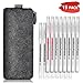 Gel Pens Fine Point Black Gel Ink Rollerball Pen, Smooth Writing Pens For Office- 0.5mm With Wool Felt Zippered Pen Case (13 Black, 2 Red)