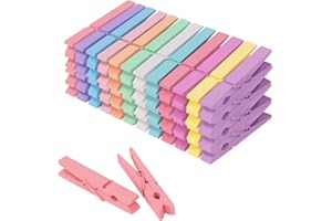 WAENLIR Colored Clothes pins 12 Color, Colorful ClothesPins Wooden Clips for Photos Pictures Decorative Crafts, Decoration clothespins Clothing Hanging clothespins 2.9inch 50PCS (Rainbow Colors)