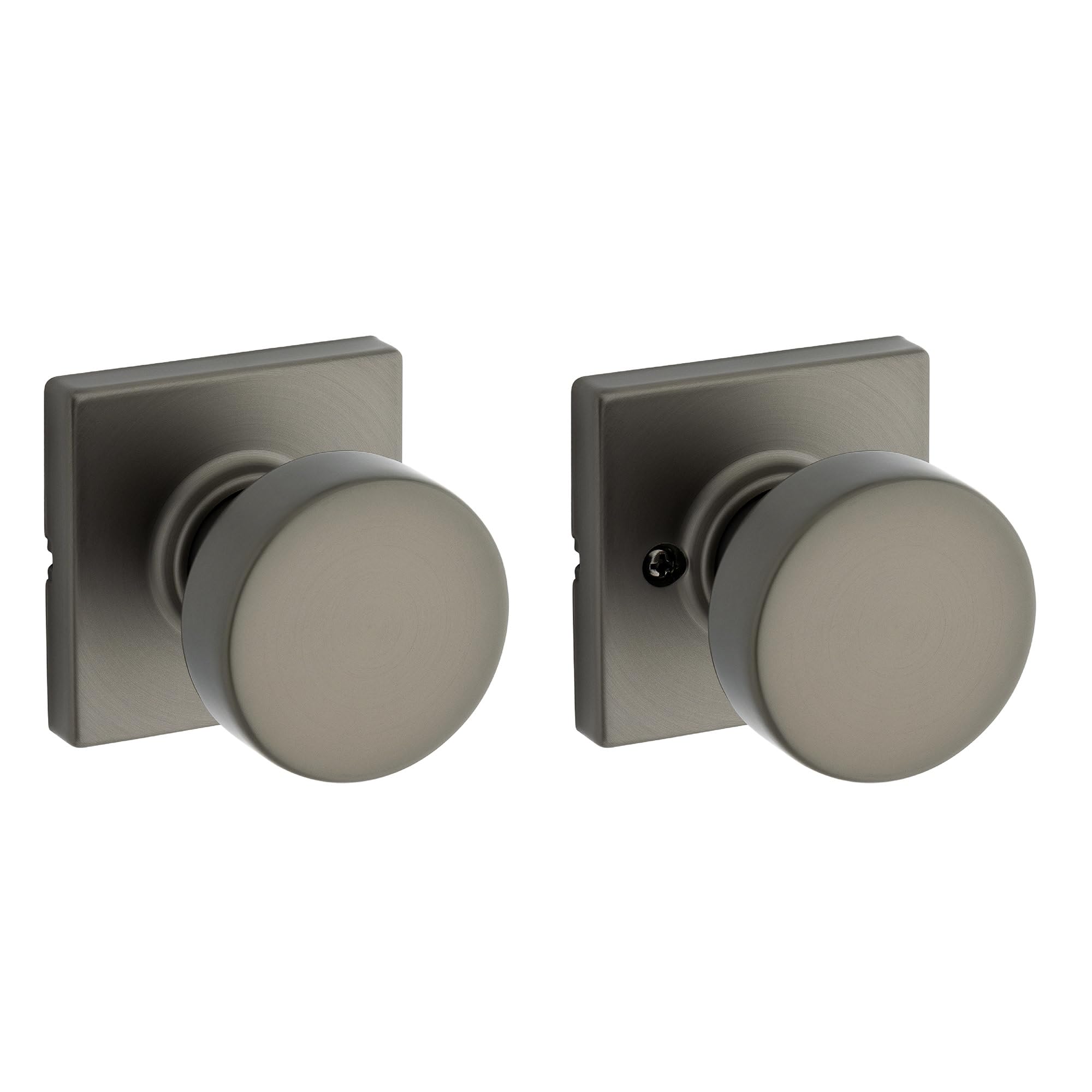 Kwikset Pismo Interior Square Passage Door Knob, Handle for Closet and Hallway Doors, Non-Locking Doorknob, Gunmetal Image