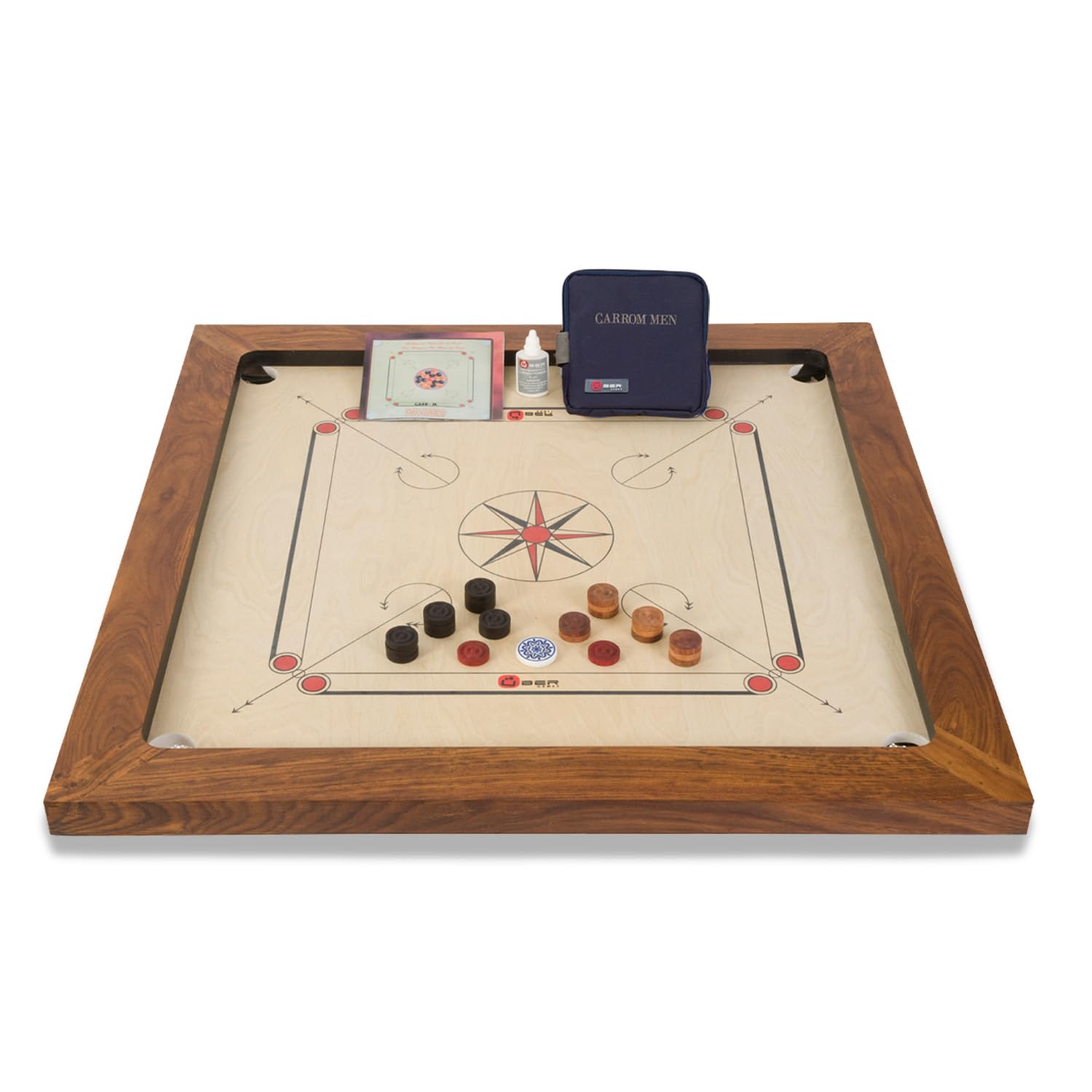 Uber Games – Championship Carrom Board Set – 37 x 37 inch Official Size Tournament quality board Including Carrom Men, Striker & Powder – Gives the Best Playability – suitable for very best players