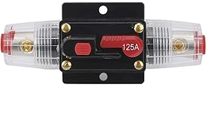 125A Circuit Breaker Fuse Holder High Temperature Resistant Self Recovery Inline Audio Protection for Car Boat Stereo Systems