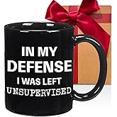 CATABUBU In My Defense I Was Left Unsupervised Mug - Gift for Women, Men, Birthday Present for Brother, Dad, Husband, Father, Boyfriend - Fun Gag for Friends, Work Office Coworker