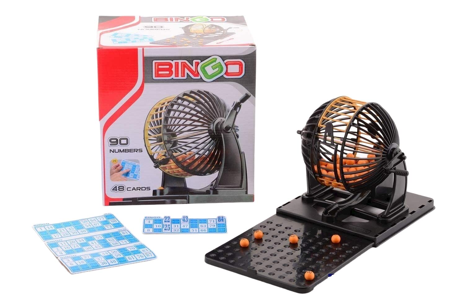 Thomas & Anca Club Supplies Ltd Family Bingo Lotto Numbers Machine Game 90 Number 24 Cards Bingo 6" Cage Bingo Cage Bingo Gift