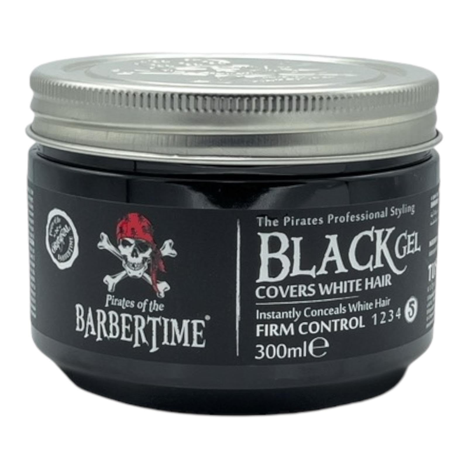 BarberTime Black Hair Styling & Coloring Gel | Strong Hold | Covers Grey & White Hair | 300ml