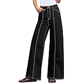 PEIHOT High Waisted Wide Leg Jeans for Women Trendy Stretchy Baggy High Rise Denim Pants Casual