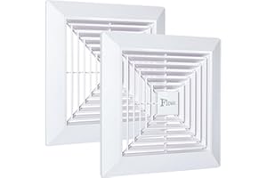 Flowild 2 Pack 9x9 Bathroom Exhaust Fan Cover with Springs Replacement Parts for Square Ceiling or Wall-Mount Exhaust Fan, Bathroom Ceiling Fan Grille, Air Diverter, Ceiling Air Diffuser White