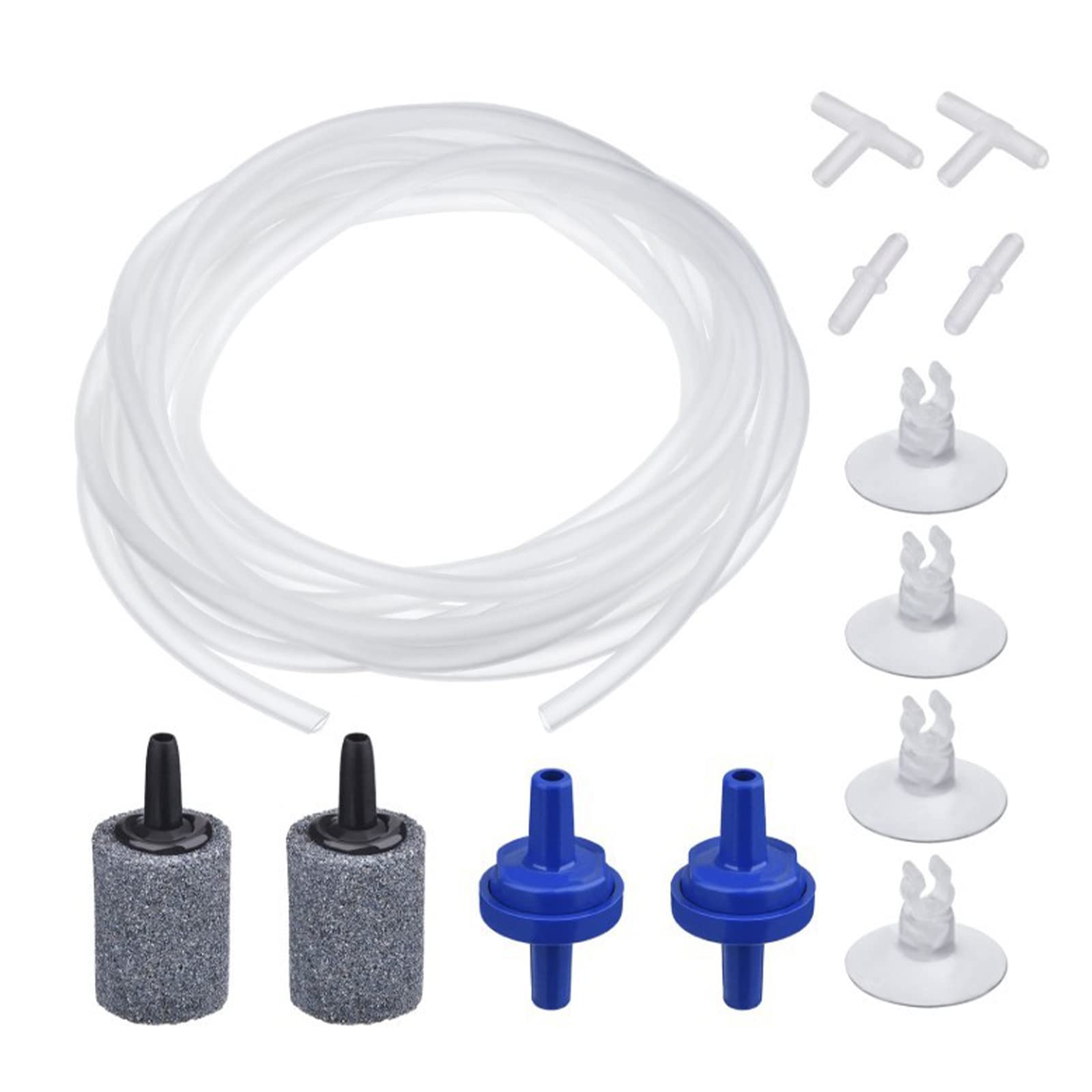 FuninCrea Fish Tank Air Pump Accessories, Aquarium Air Pipe Set with 6.5 Feet Oxygen Tube, Air Stone, Check Valve, Suction Cup and Connecting Pipe for Aquarium Airpump (B)
