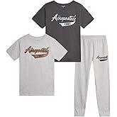 AEROPOSTALE Active Boys Joggers Set - 3 Piece Short Sleeve Boys Graphic Tees and Fleece Kids Sweatpants Tracksuit Set (8-16)