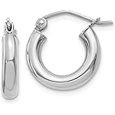 The Black Bow 3mm x 13mm 14k White Gold Classic Round Hoop Earrings