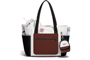 Wandering Nature Puffer Tote Bag for Work & Nurse, 2-Piece Tote with Mini Pouch, Fits 15.6" Laptop, Dual Inner Cup Holders