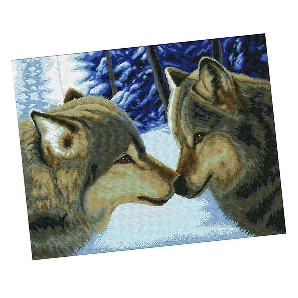 IVELECT Wolf Cross Stitch Stamped Kits PrePrinted CrossStitching