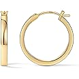 Gacimy Flatted Gold Hoop Earrings for Women 14K Real Gold Plated with 925 Sterling Silver Post