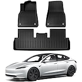 Pedigree Floor Mats Compatible with Tesla Model 3, Custom Fit Floor Liners for 2025 2024 Tesla Model 3, 1st & 2nd Row All Weather Protection