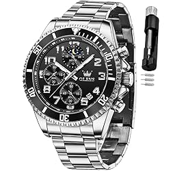OLEVS Mens Black Watches Chronograph Luxury Dress