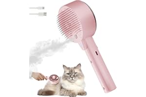 ROLEMON Cloud Care Cat Brush for Indoor Cat Steam Brush for Shedding Spritz Defur Comb for Cats Dogs Steam Brushes for Long Short Hair Cats Dogs Pet Steam Brushes for Massage Grooming Self-Cleaning