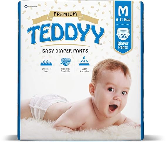 Teddyy Baby Premium Medium Diaper Pants (Pack of 56)
