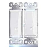 SOZULAMP Illuminated Light Switch, 3-Way, White, 15A 120/277V, 2 Pack | Decorator Wall Switch, Dusk-to-dawn LED night light, Guide Light for Kids and Seniors; Ideal for Hallways, Nurseries, Stairs