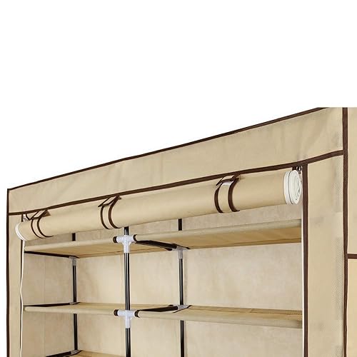 XL Free Standing Fabric Shoe Rack/Storage Cabinet/Closet Cream in