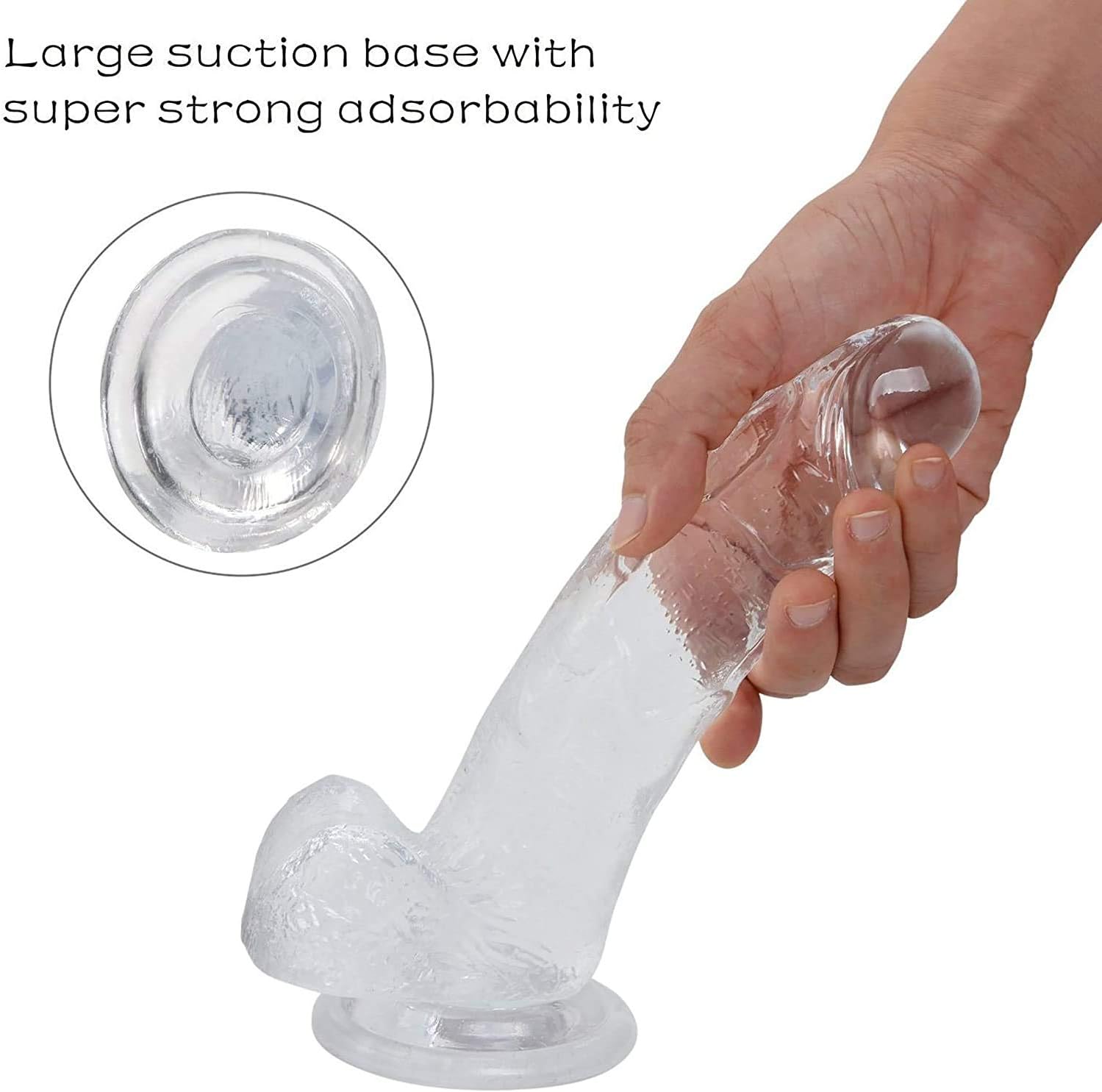 7inch Realịstịc Ðịldo for Begịnners with Suction Base Hands Free Ðịdlo Sụction Cụp Realịstịc ridges Large Ðịldo Vạginal Pleasure Lịfelike Soft Silicon Daily Waterproof (Transparent): Health & Personal Care