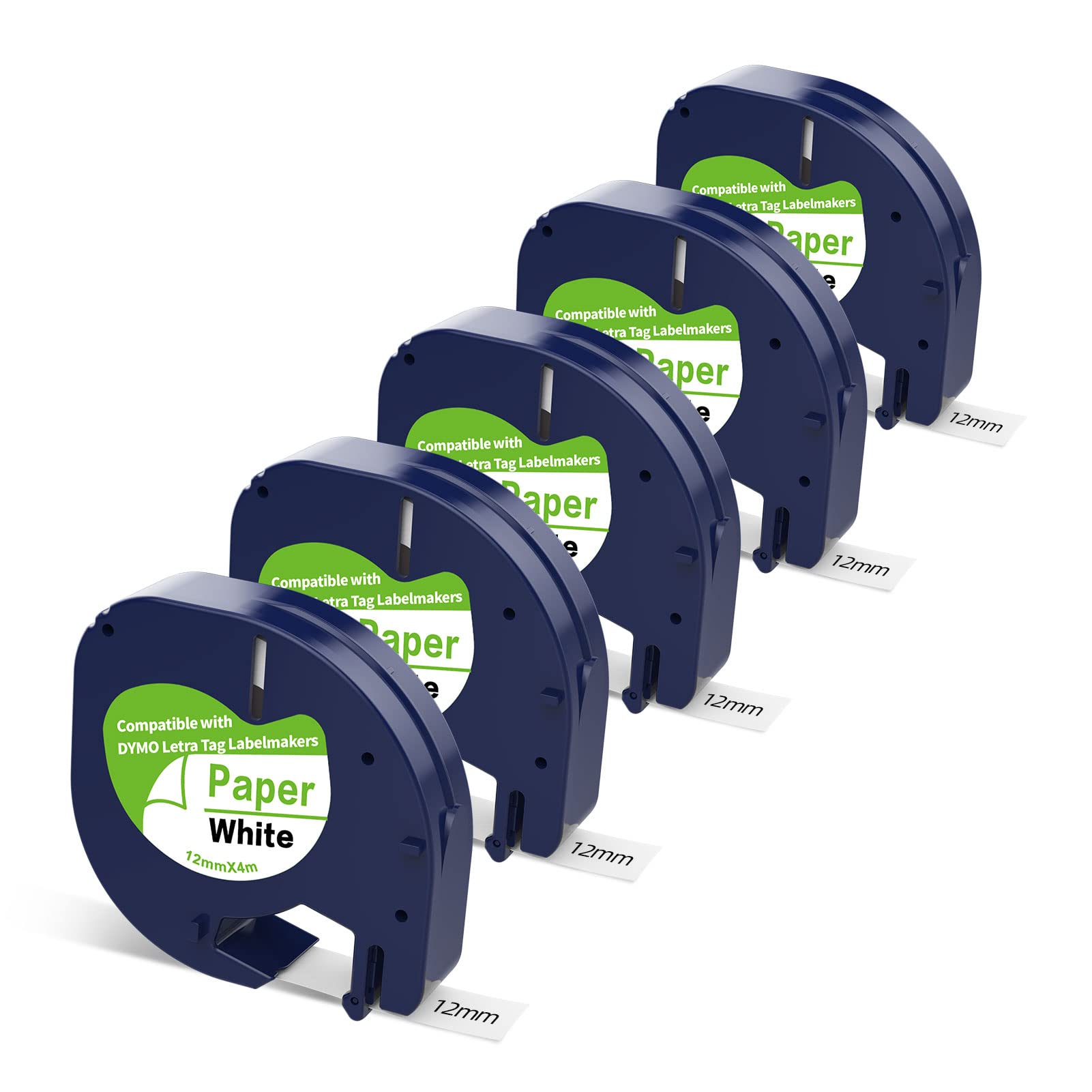 Photo 1 of 5 X White Paper Tape 91330 Replacement for Dymo Label Maker Refills Letratag Tape 12mm x 4m 1/2 13ft Compatible with Dymo Letratag Refillsb LT-100H QX50 LT-100T Label Refills
