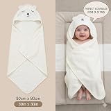 HiABsee Baby Towels with Hood Ultra Soft 80x80cm White Bear Animal Design view 3