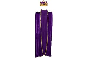 NICKY BIGS NOVELTIES Unisex Adult Royal King Queen Velveteen Robe and Jeweled Crown Costume Accessory Set