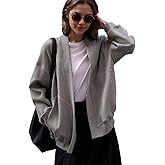 Fashion Oversized Womens athletic Sweatshirt blazer Pockets Sweaters no Zip Up jacket Lightweight Open Front Cardigan